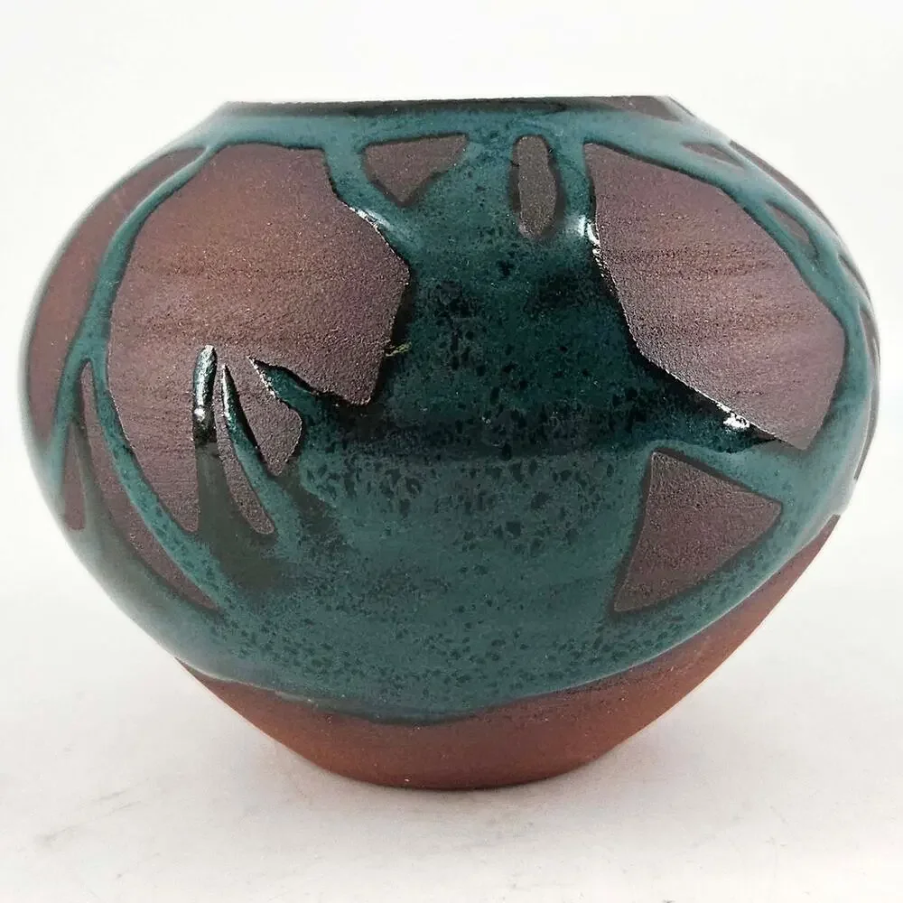 Vintage Studio Art Pottery signed Jon Mehr Tenmoku redware vase